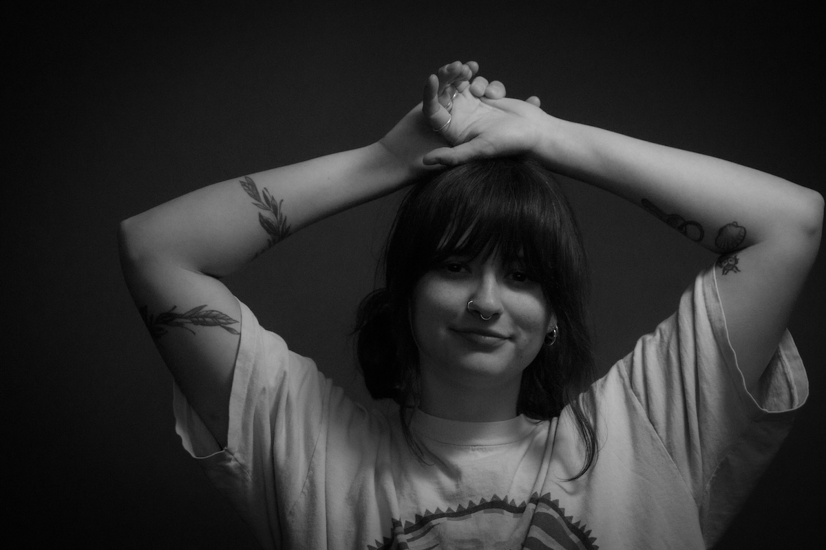 Portrait – arms overhead B&W